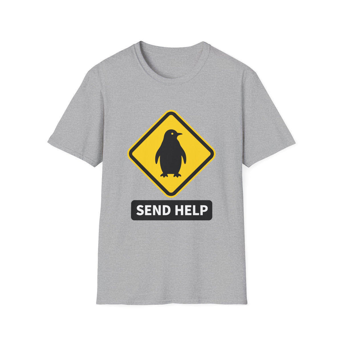 Deadpan Penguin "Send Help" Graphic Tee, Unisex Softstyle