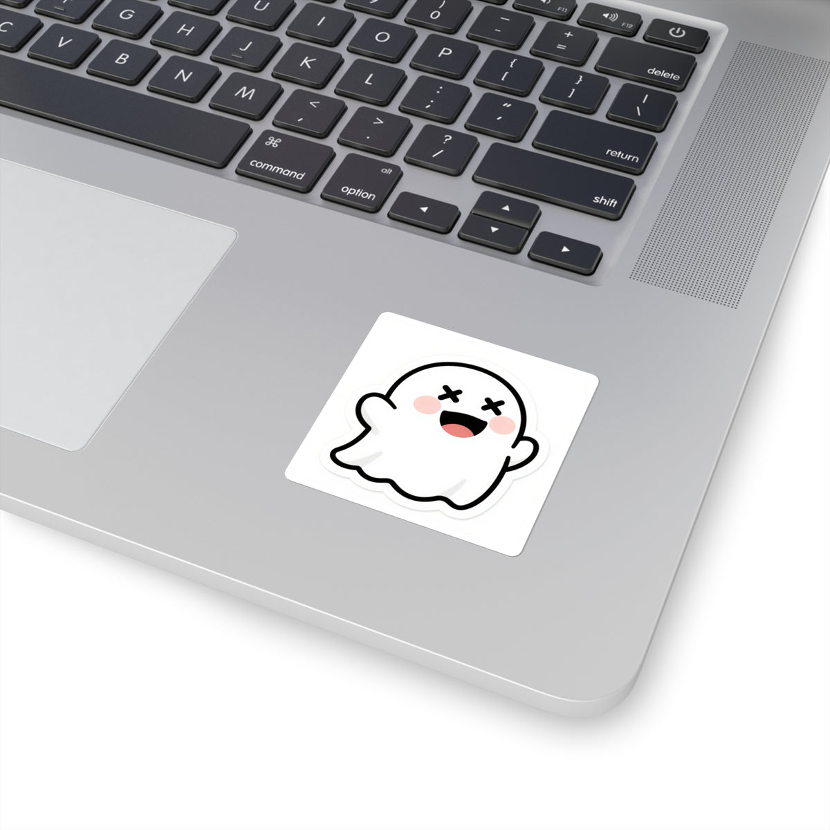 'Boo!' Cross-Eyed Ghost Die-Cut Sticker, 3in Vinyl Decal