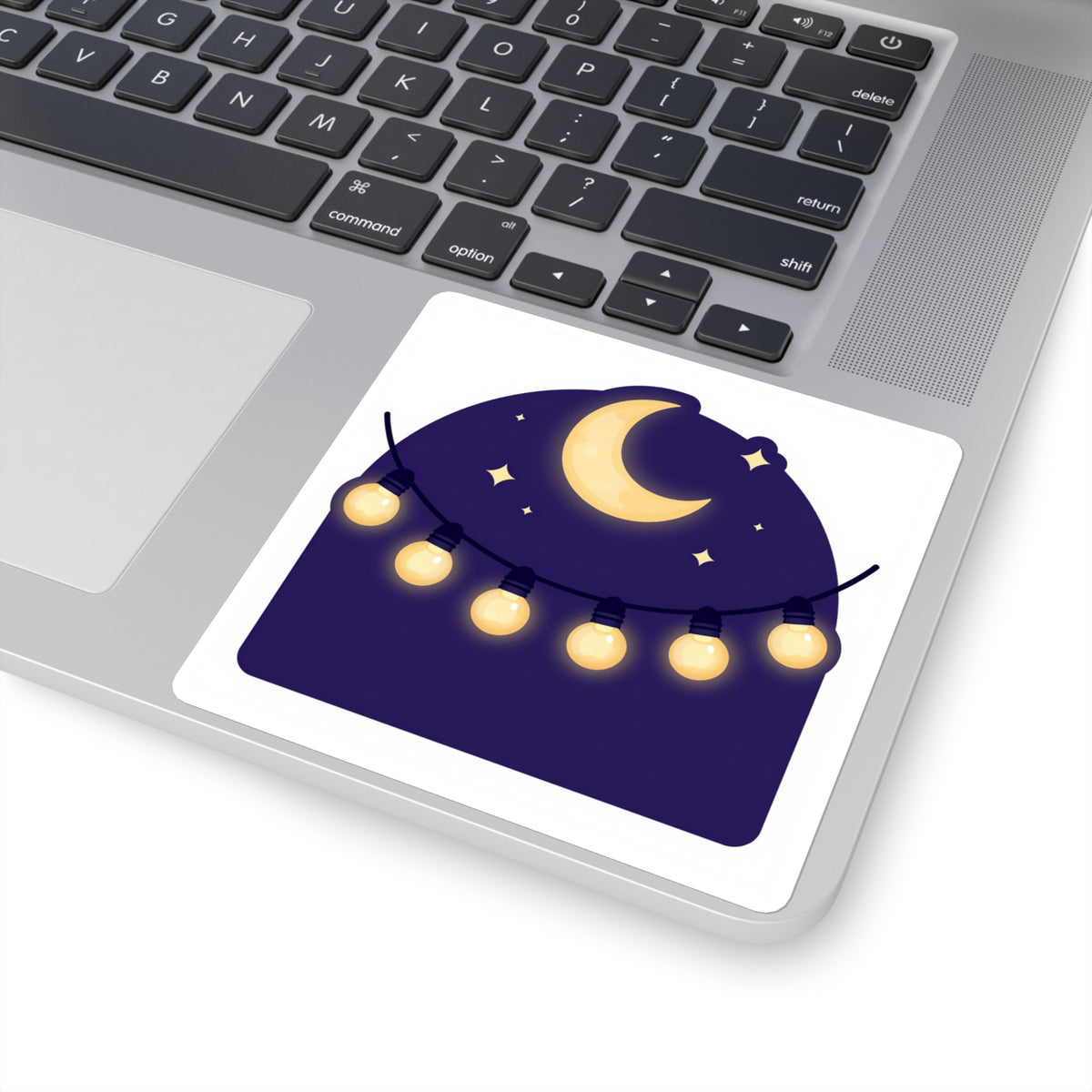 Golden Hour Market Night Holographic Sticker — String Lights, 3.5in