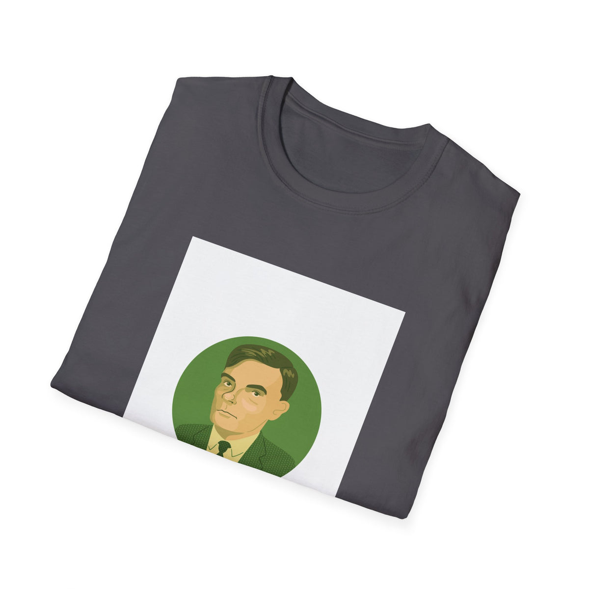 Alan Turing Portrait Tee, Green Line-Art Computer Science Shirt