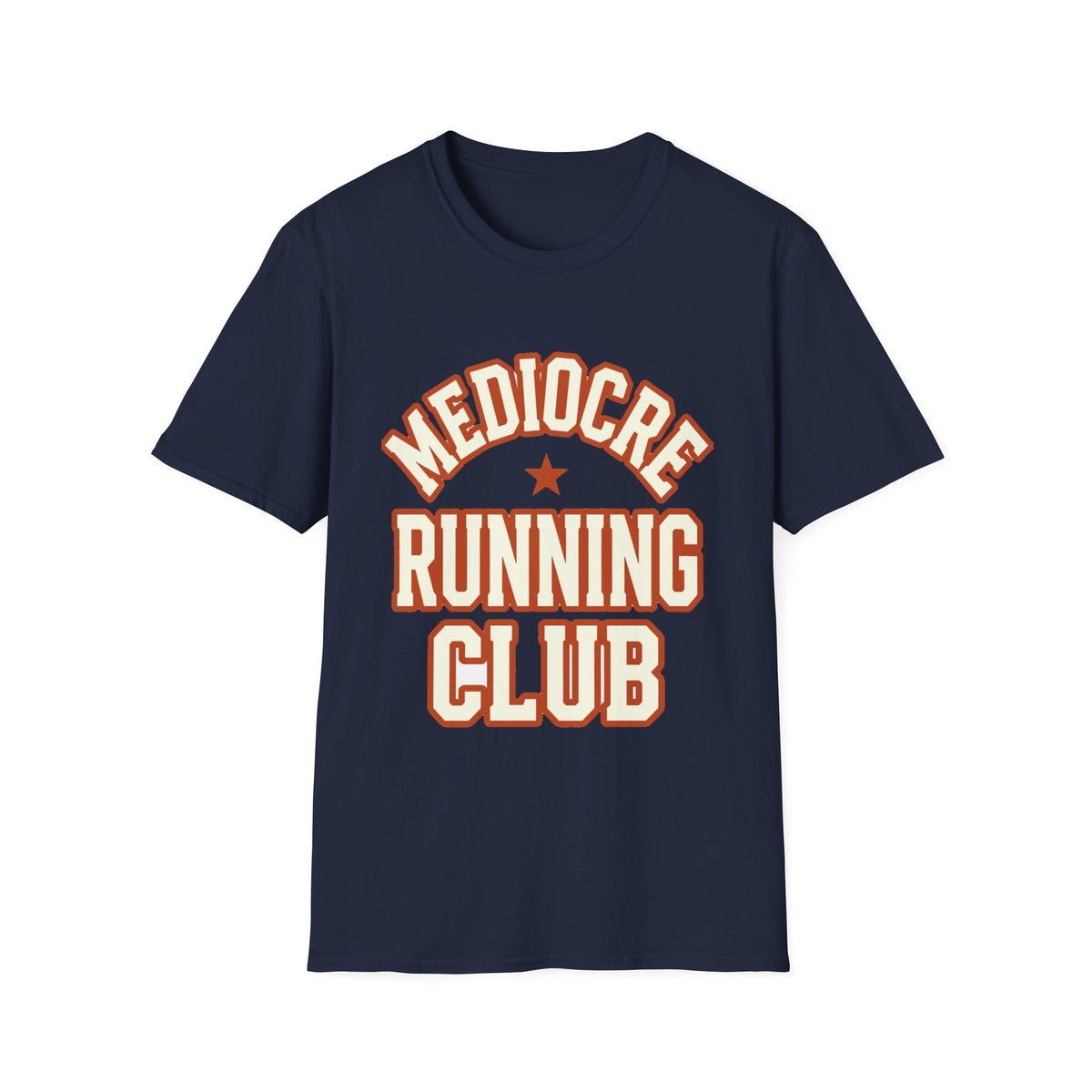 'Mediocre Running Club' Retro Varsity Tee - RVA Runner Humor Shirt