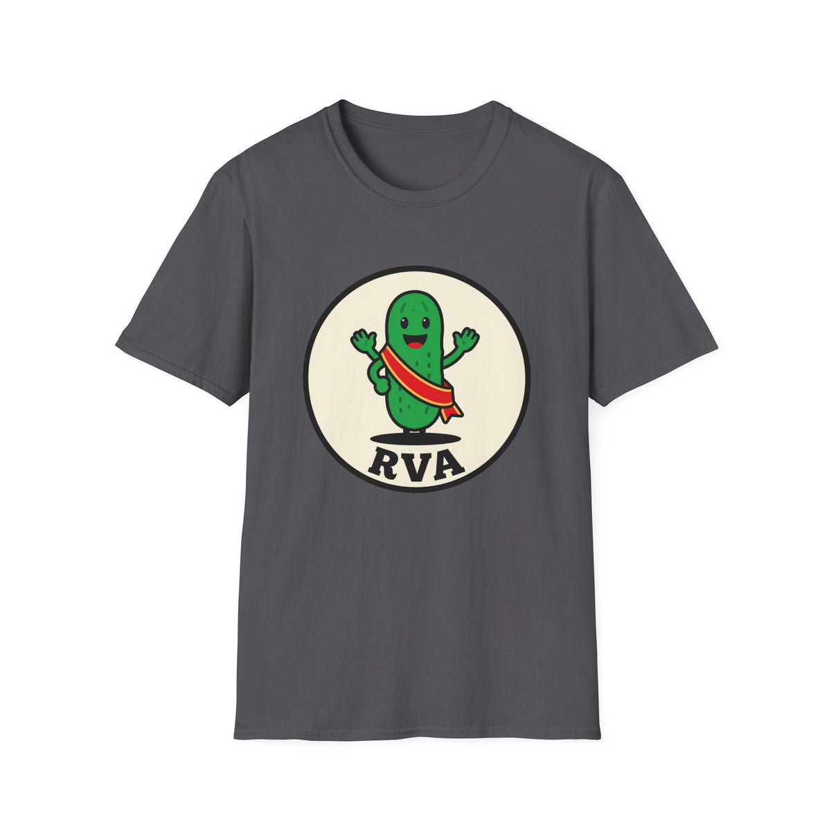 'Pickle Parade RVA' Green Pickle Mascot Tee, Unisex Softstyle
