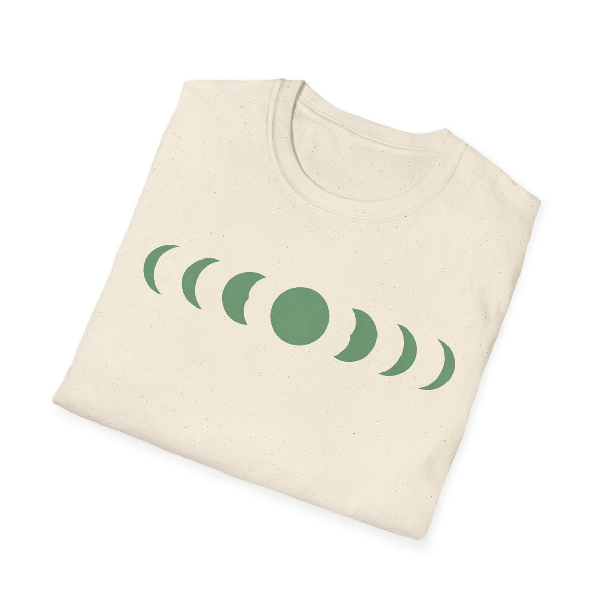 Moonphase Study Line-Art Tee, Sage on Cream Unisex Softstyle