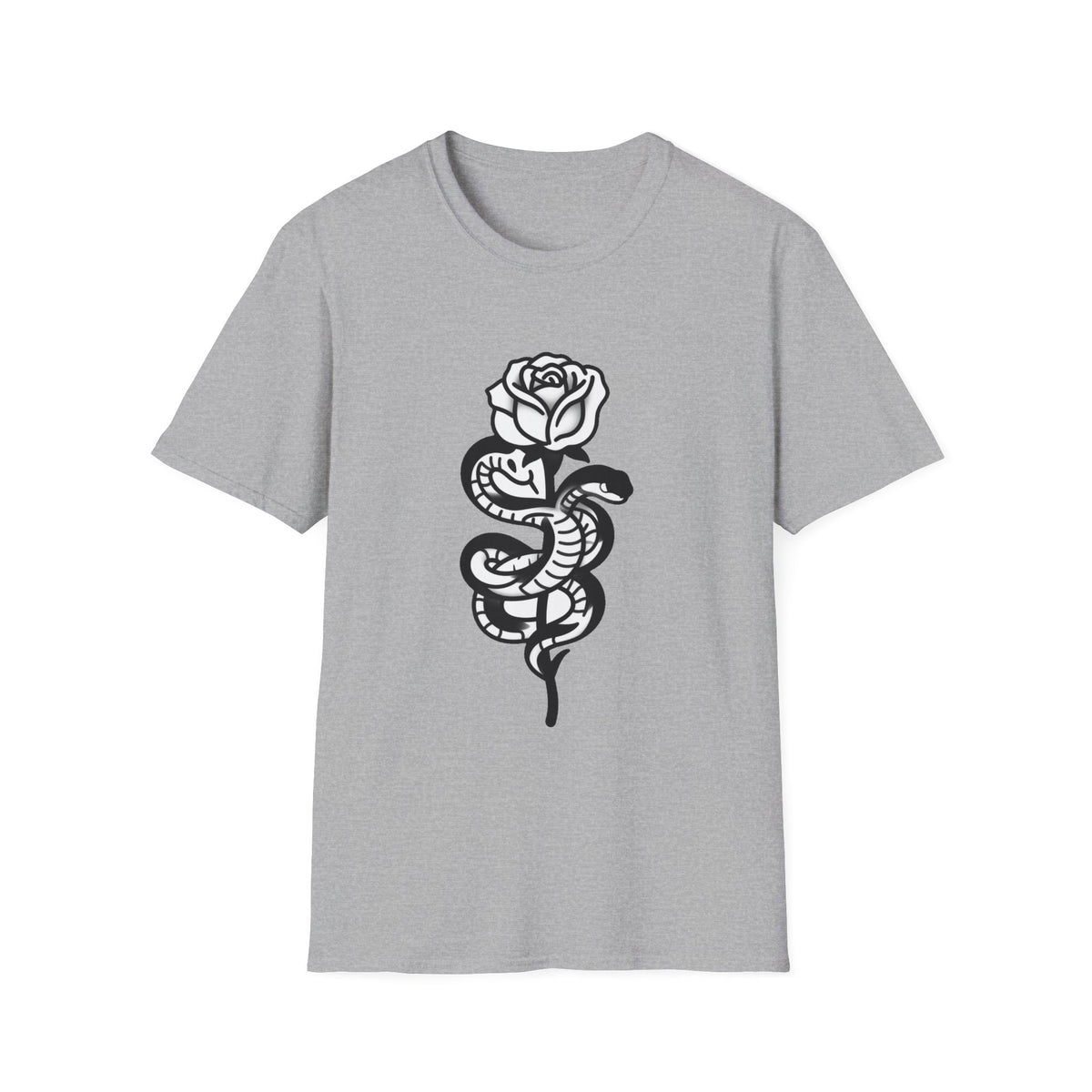 'Villain Era' Snake & Rose Line-Art Chest Print Tee, Black