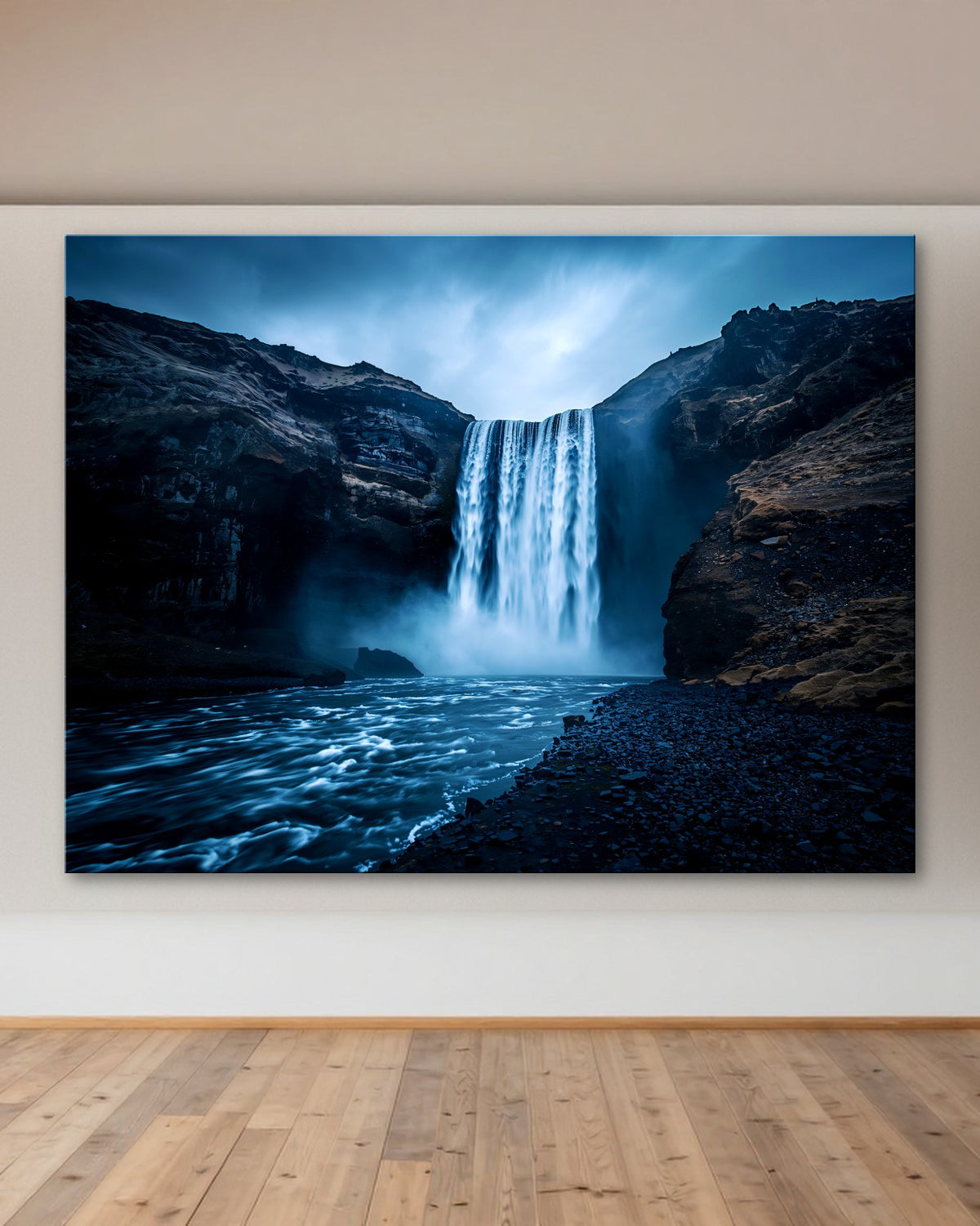 Distant Waterfall Cascade Metal Print