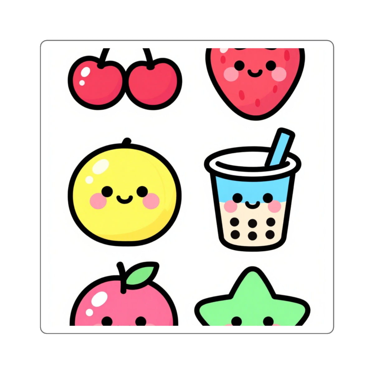 'Sugar Rush' Kawaii Fruit Sticker Sheet, 4x6in Y2K Cutecore Stickers