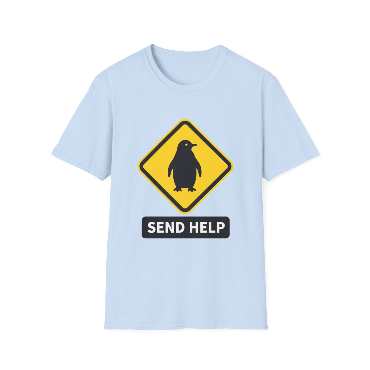 Deadpan Penguin "Send Help" Graphic Tee, Unisex Softstyle