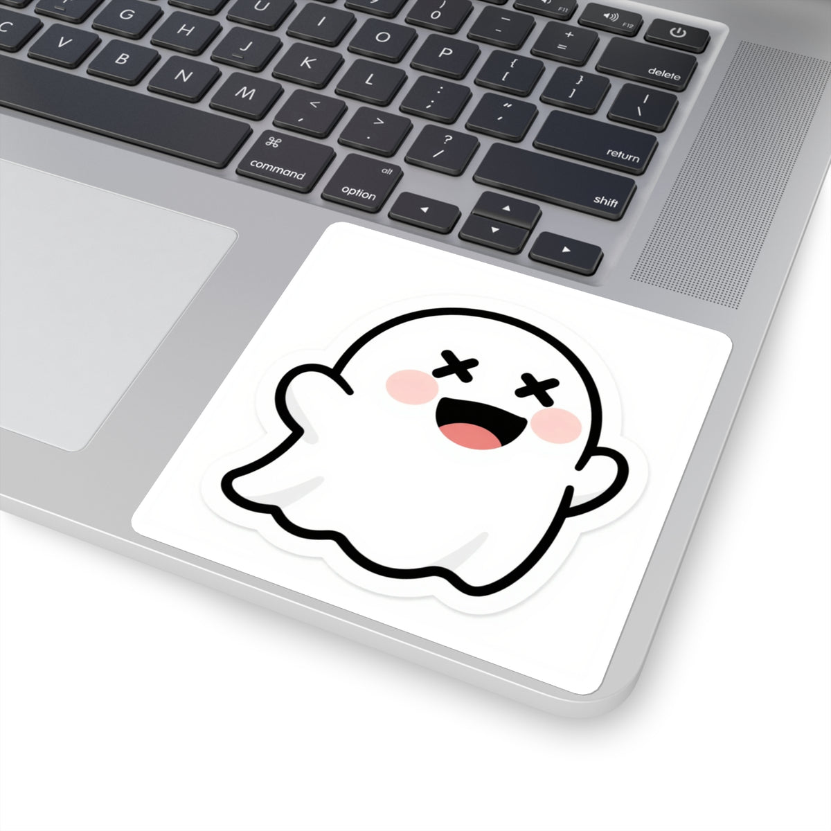 'Boo!' Cross-Eyed Ghost Die-Cut Sticker, 3in Vinyl Decal