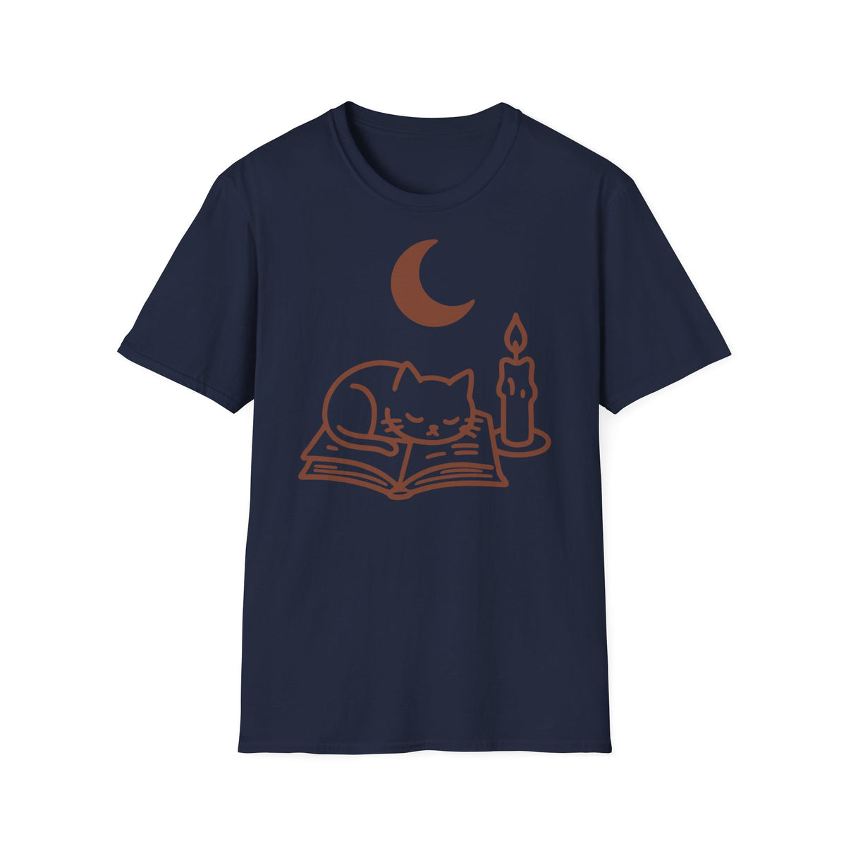 Dark Academia Book & Cat Line-Art Tee, Cozy Bookish Fall Graphic