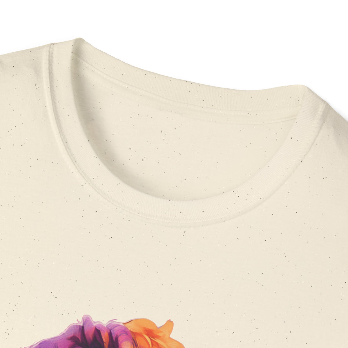 Urban Street Art Portrait Graphic Tee, Purple-Orange Hair Design
