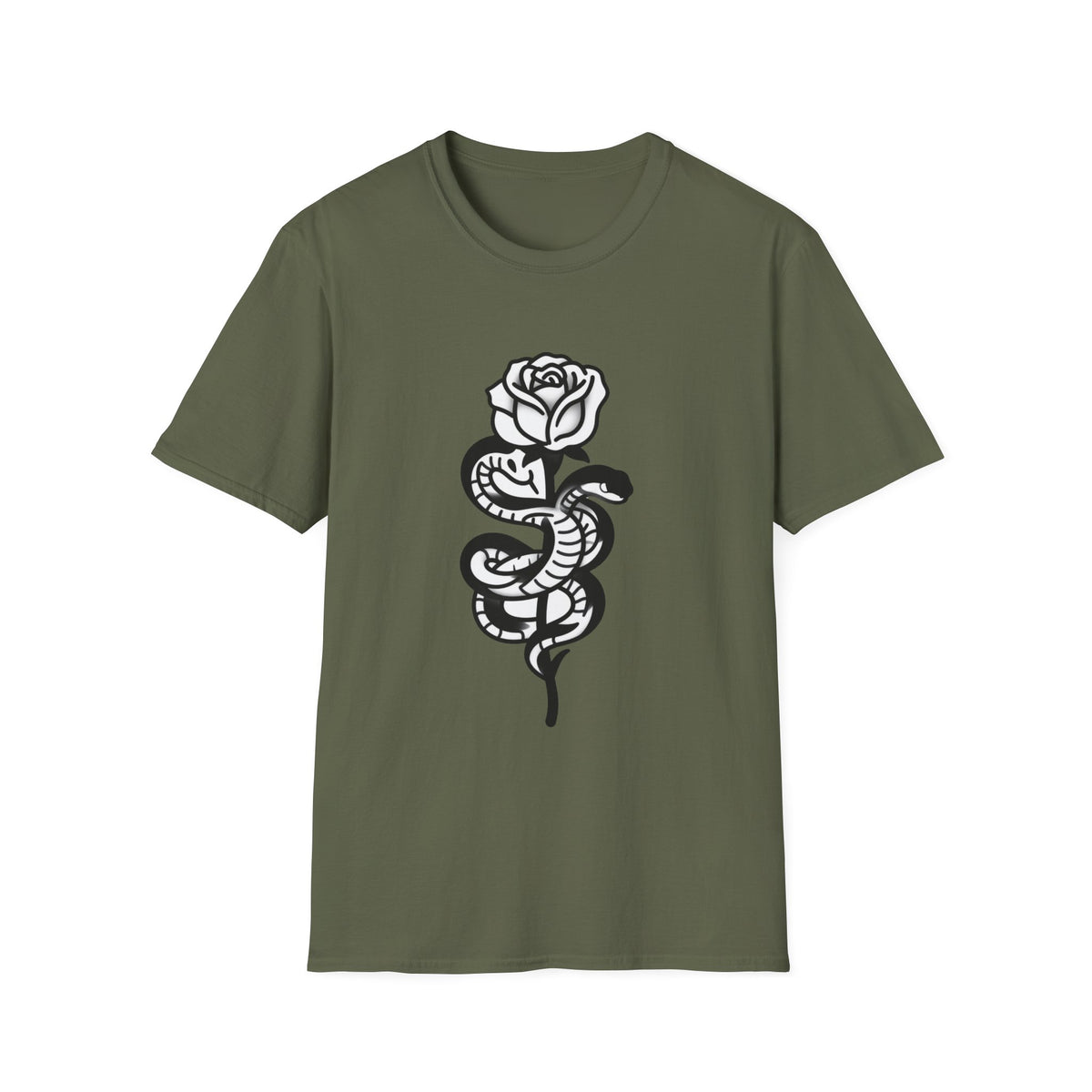 'Villain Era' Snake & Rose Line-Art Chest Print Tee, Black