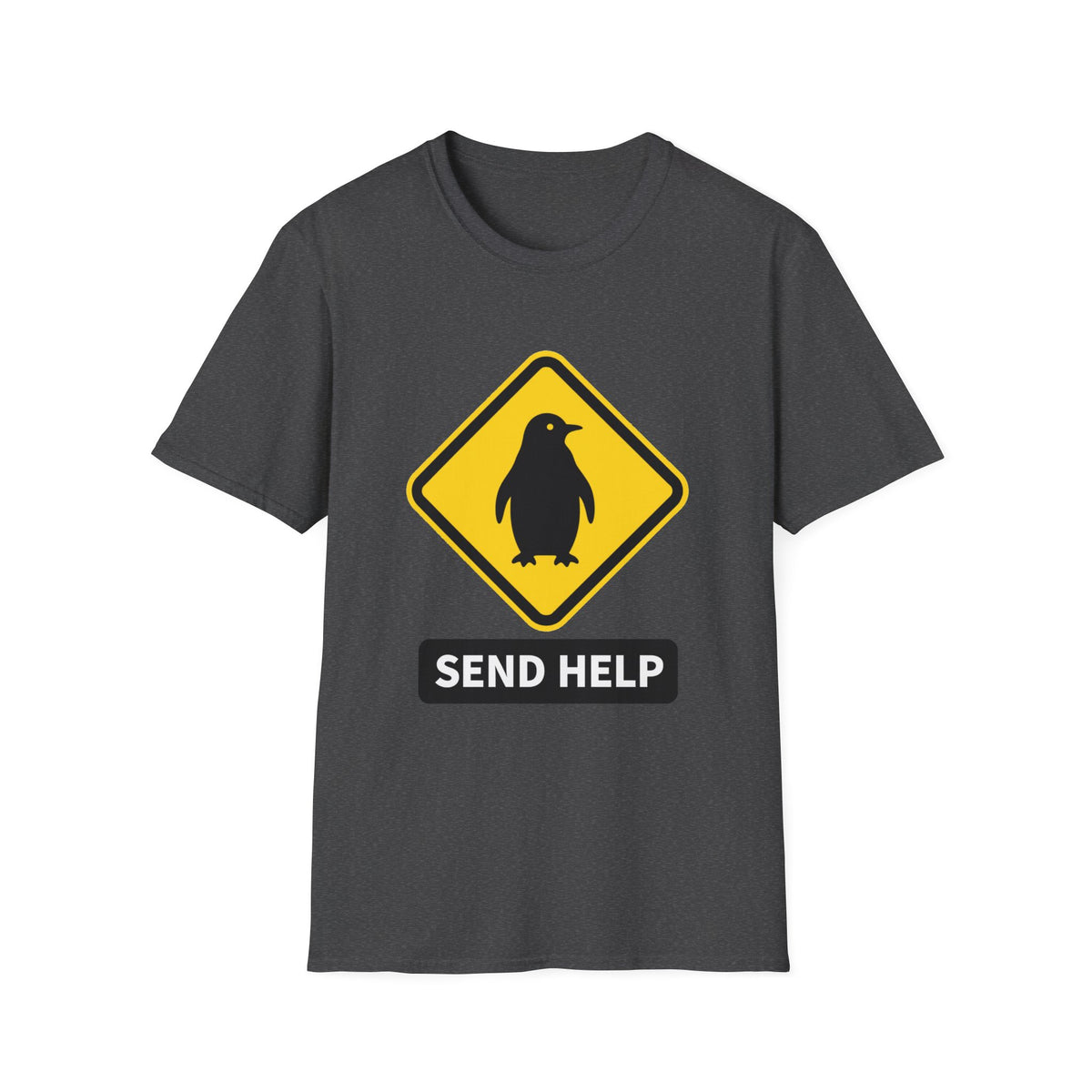 Deadpan Penguin "Send Help" Graphic Tee, Unisex Softstyle