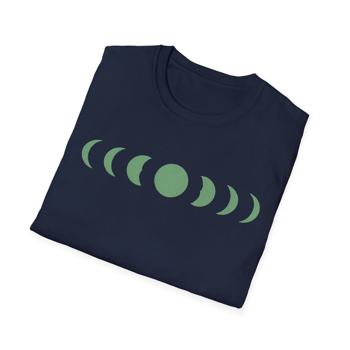 Moonphase Study Line-Art Tee, Sage on Cream Unisex Softstyle