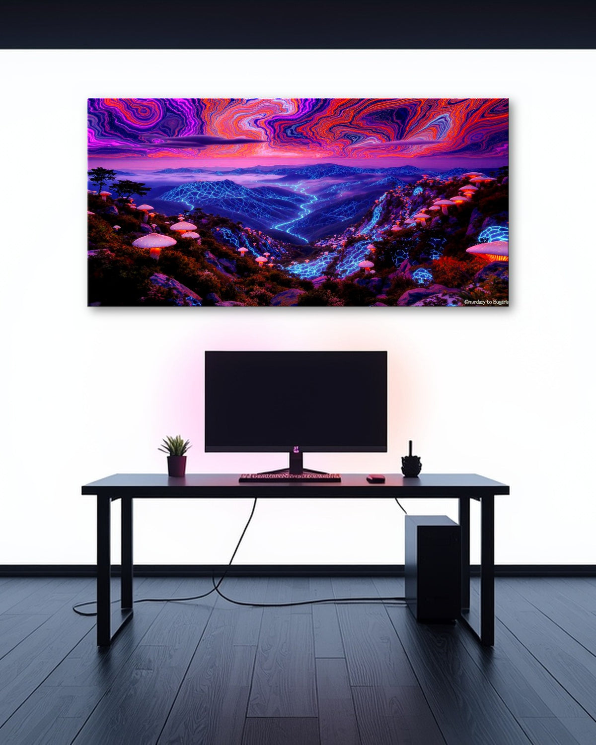 Glowing Mushroom Valley Metal Print