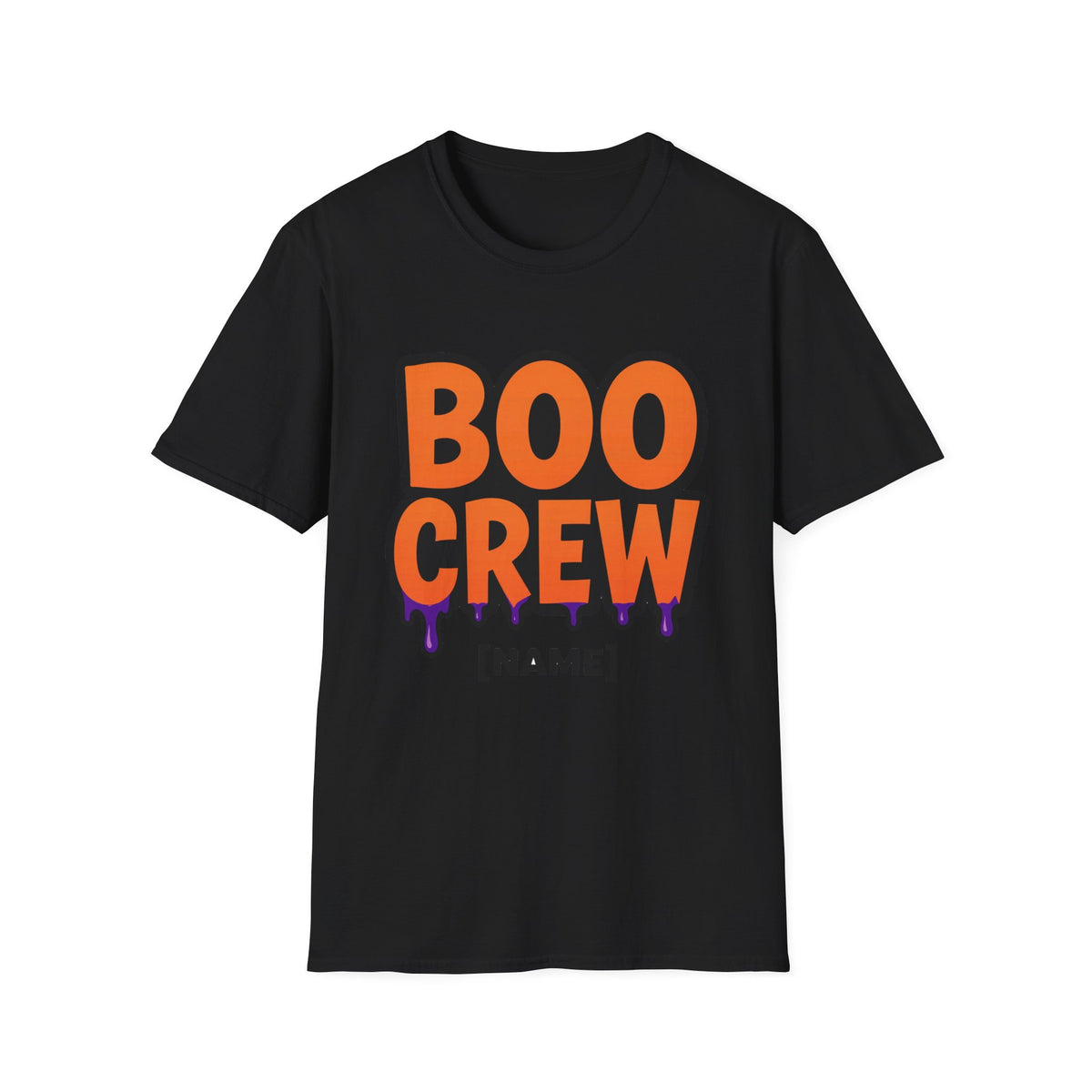 'Boo Crew' Custom Name Matching Halloween Tee, Black Unisex