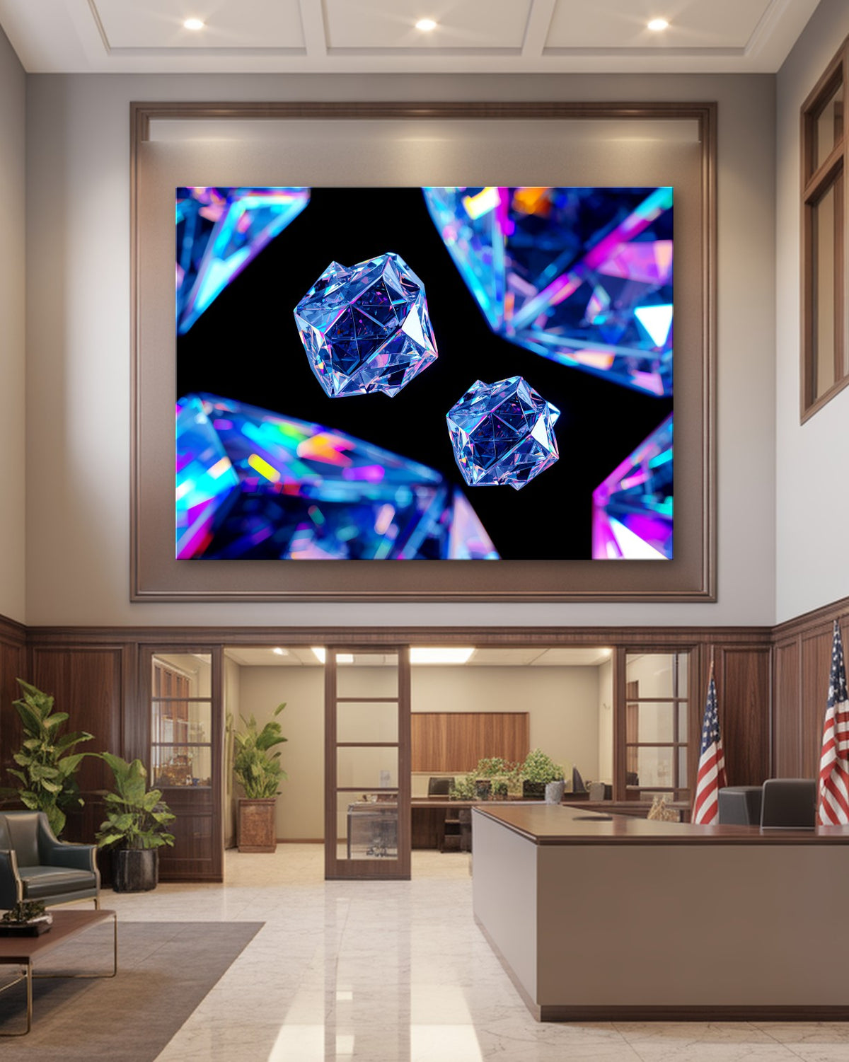 Shimmering Geometric Crystals Metal Print