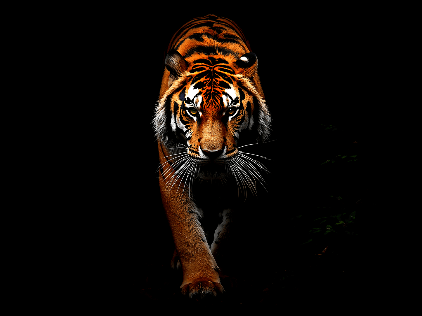 Bengal tiger walking toward