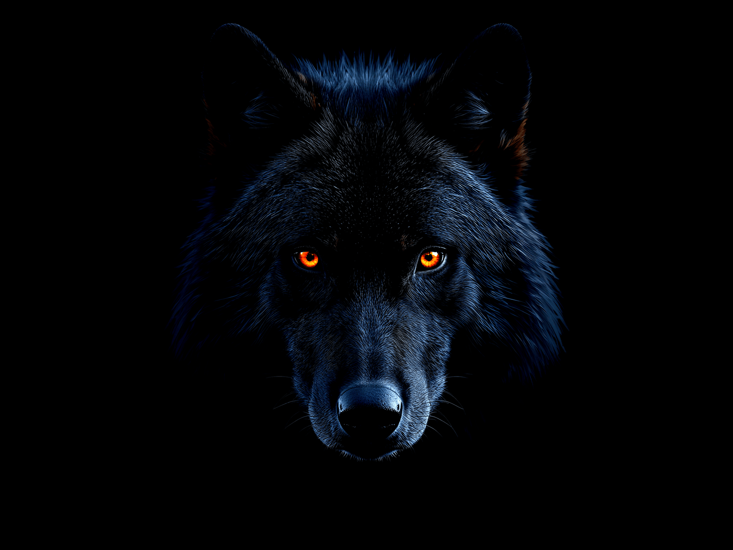 Black wolf head portrait str
