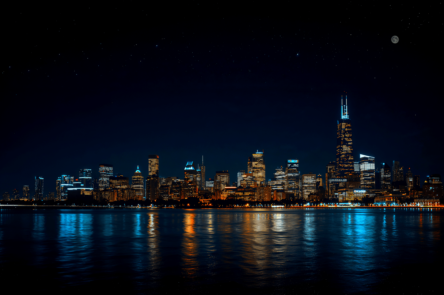 Chicago USA skyline at night