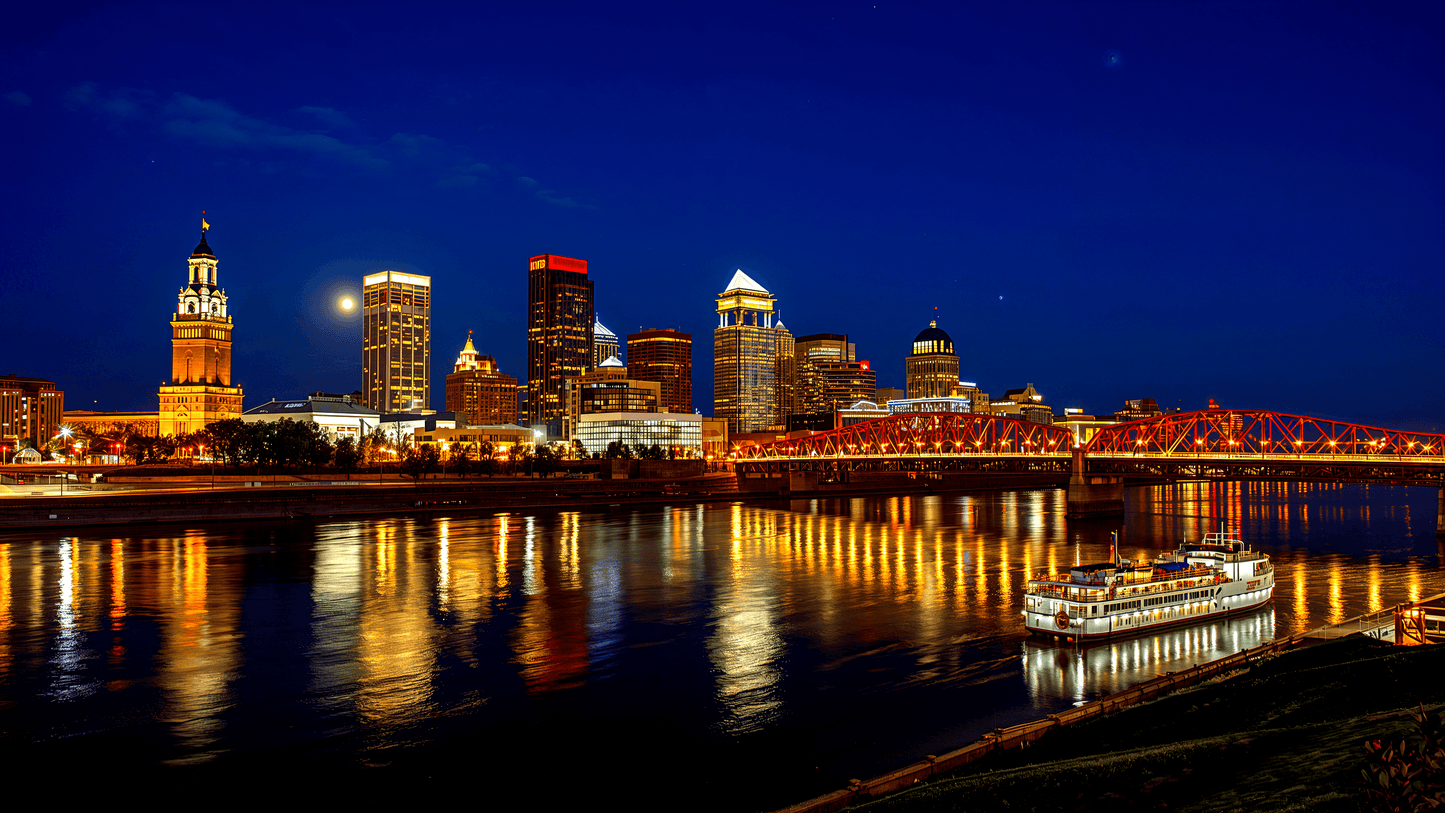 Cincinnati Skyline Night Covington View 005