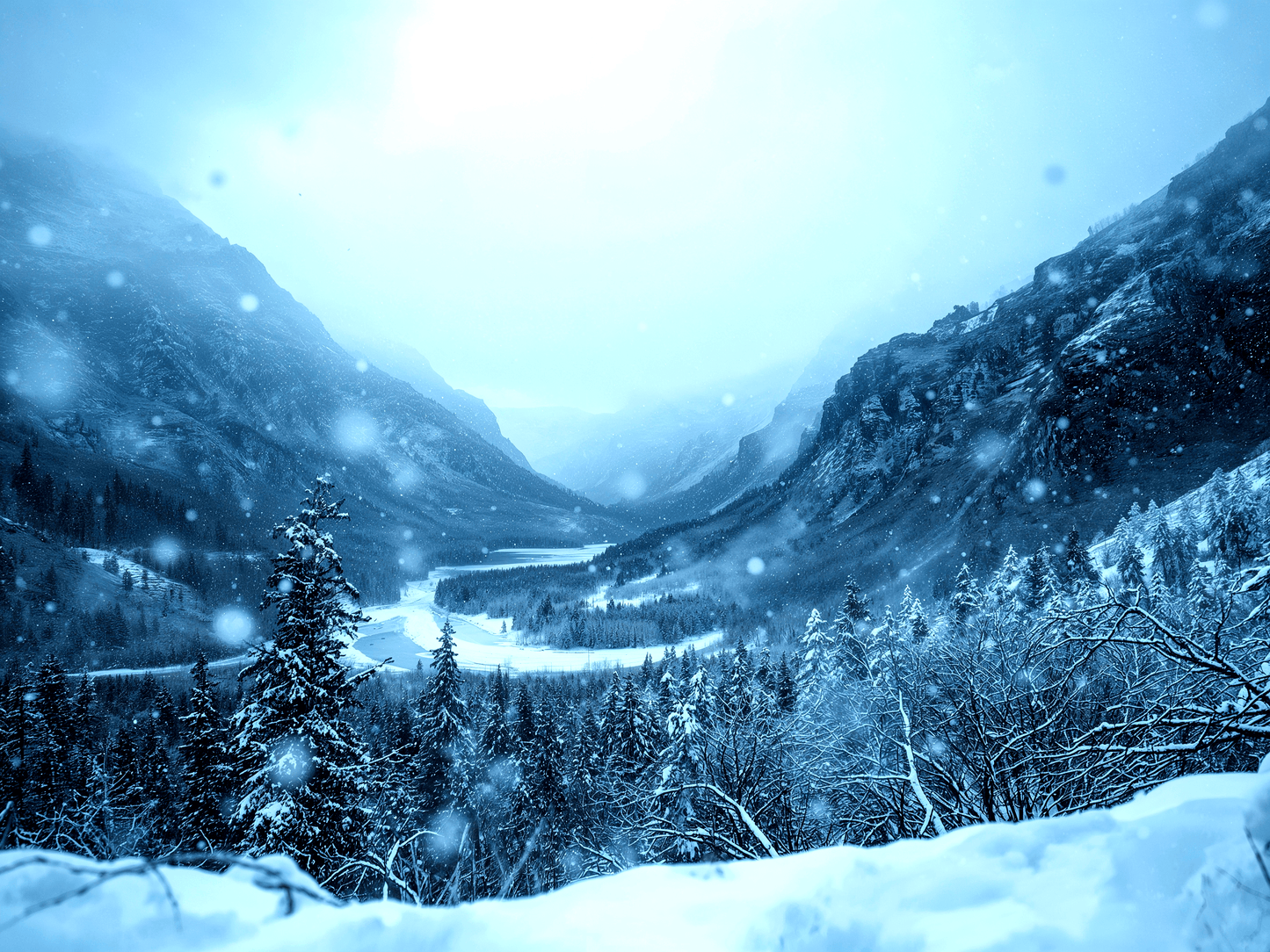 Deep valley during a intense