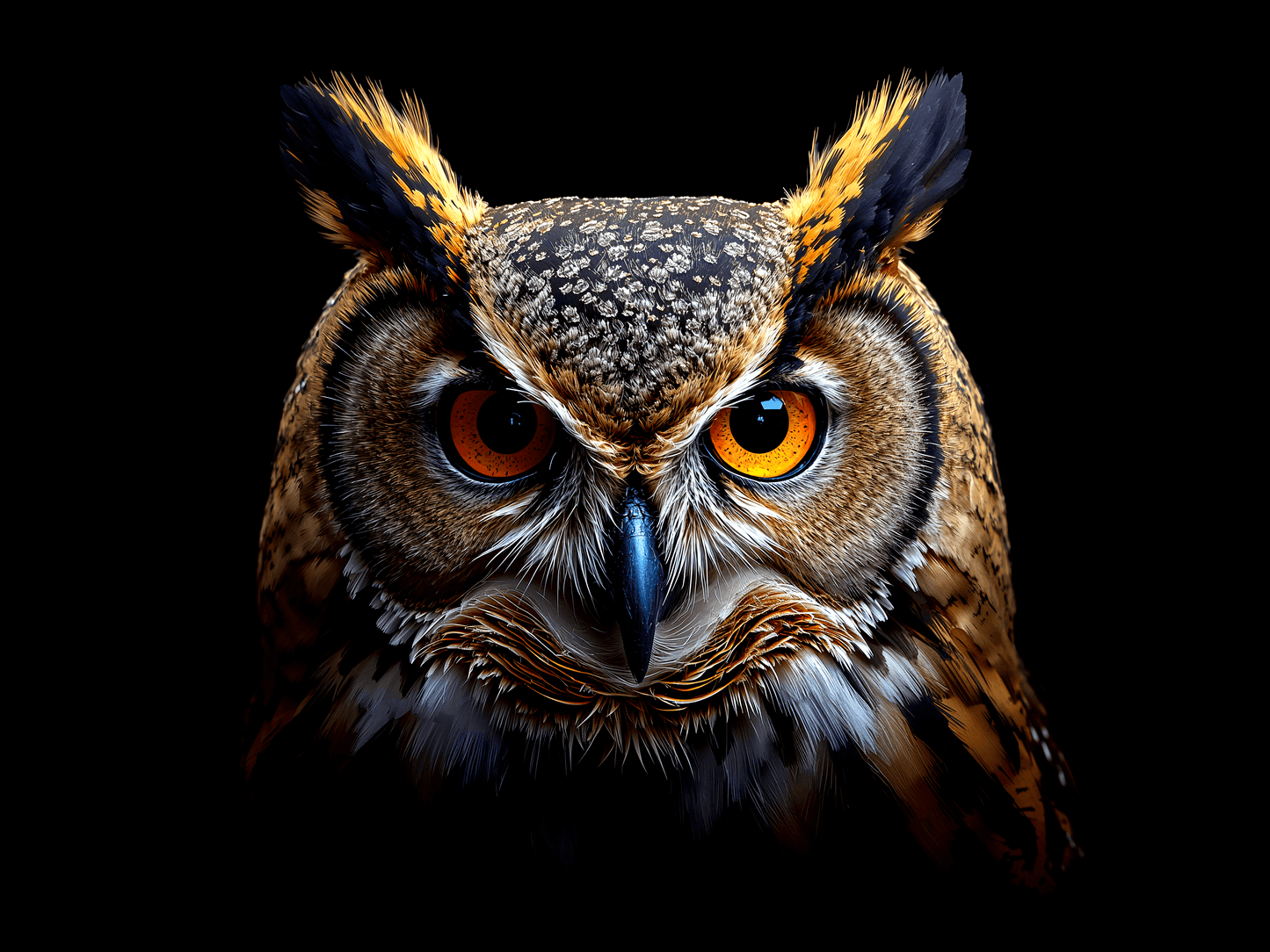 Great horned owl head portra
