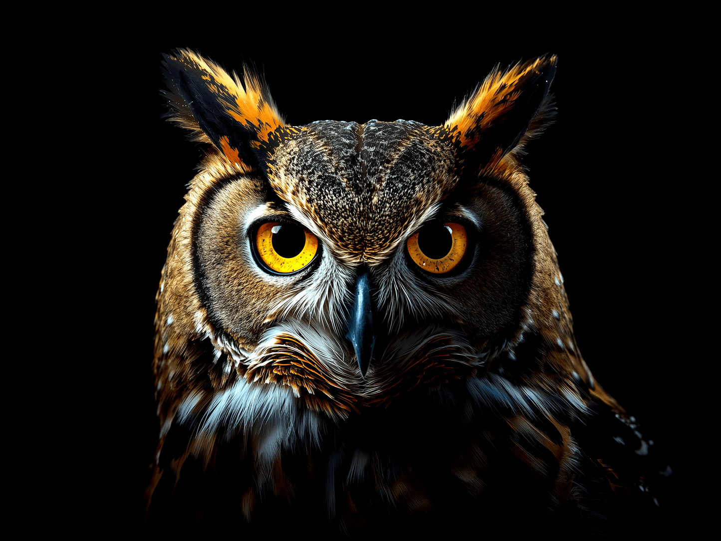 Great horned owl head portra
