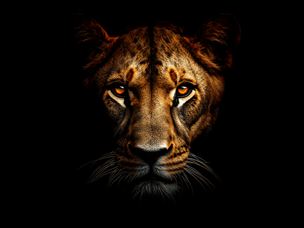 Lioness head portrait intens