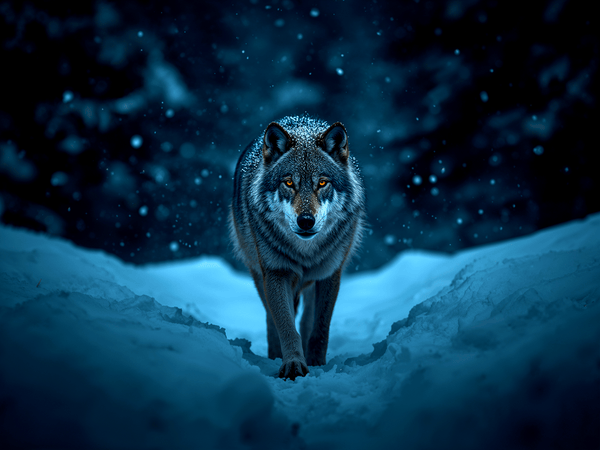 Lone wolf walking through de