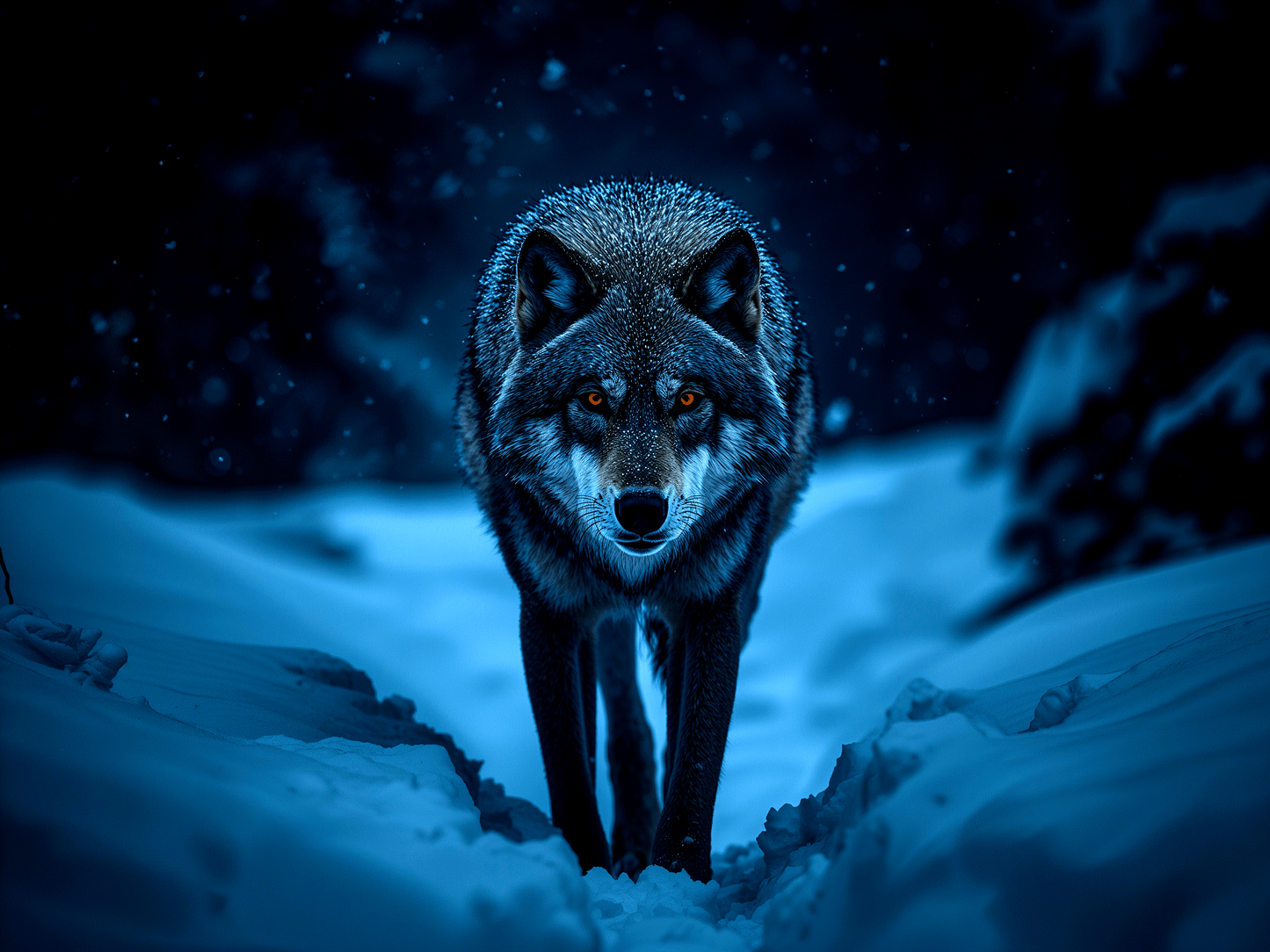 Lone wolf walking through de