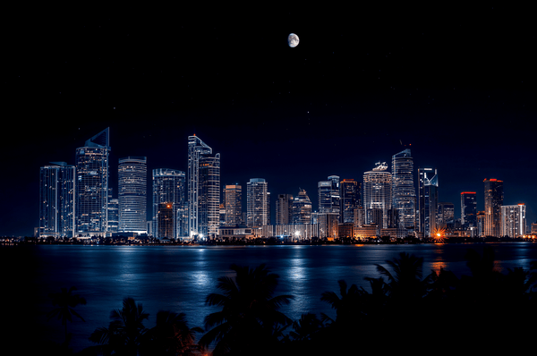 Miami USA skyline at night B