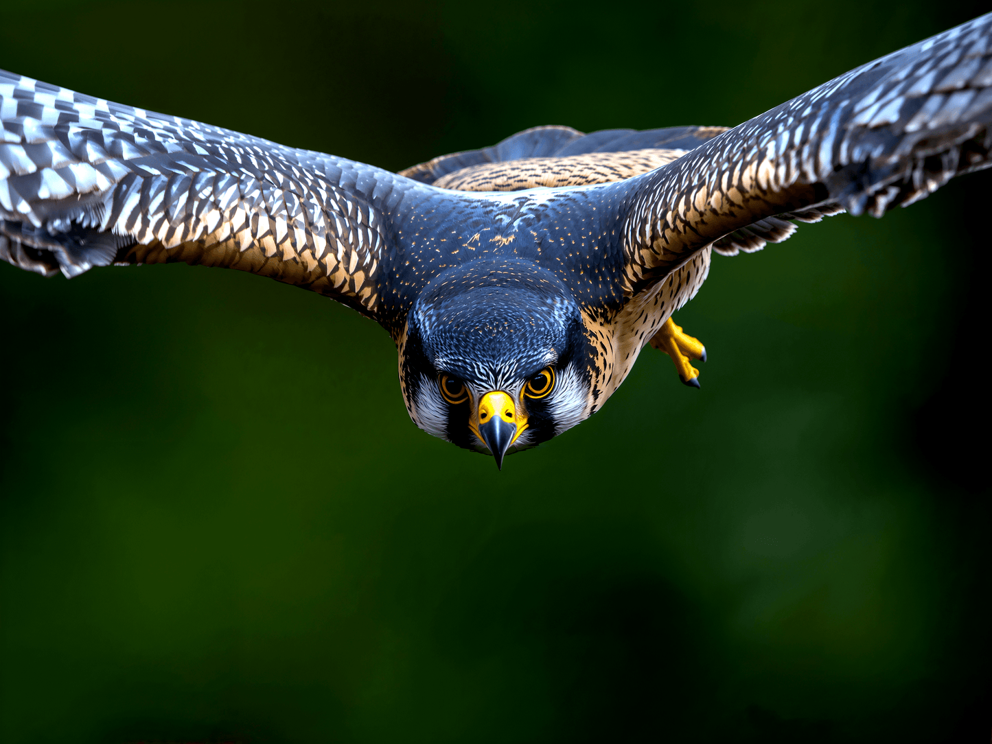 Peregrine falcon in steep di