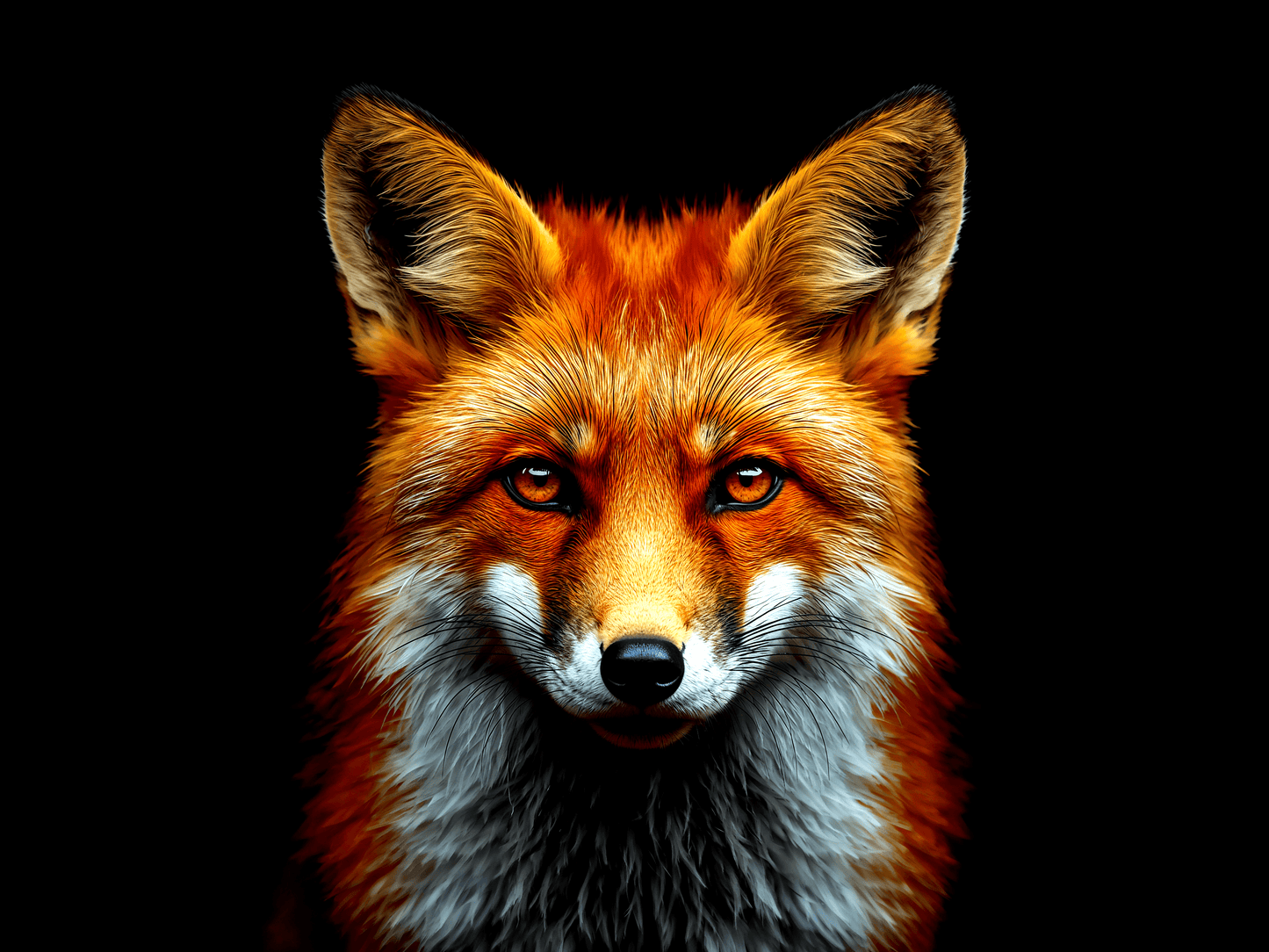 Red fox head portrait bright