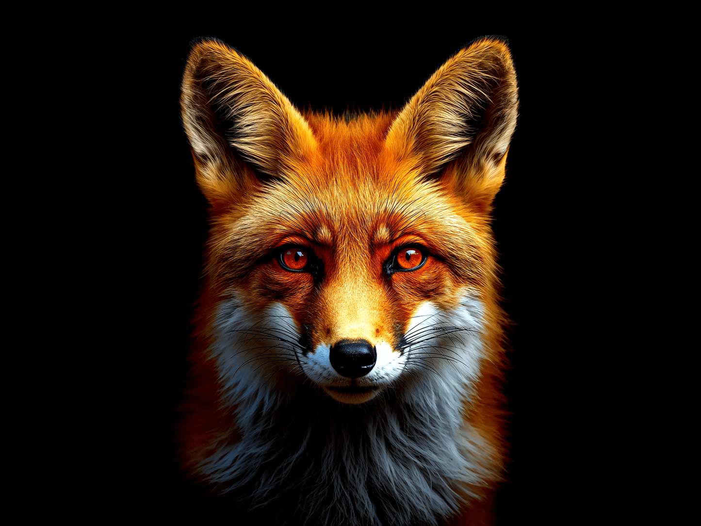 Red fox head portrait bright