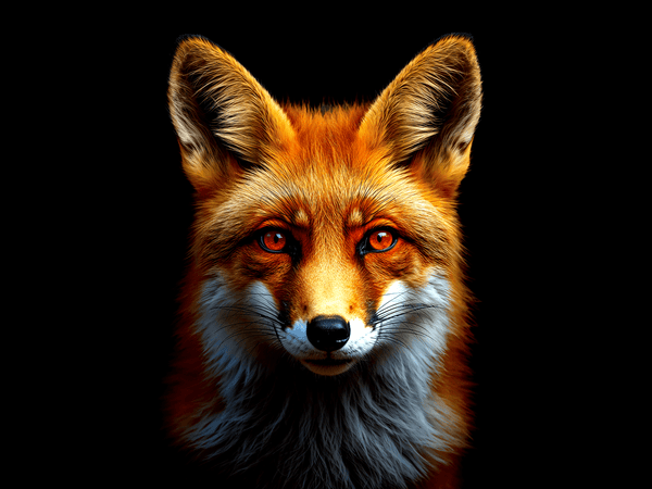 Red fox head portrait bright