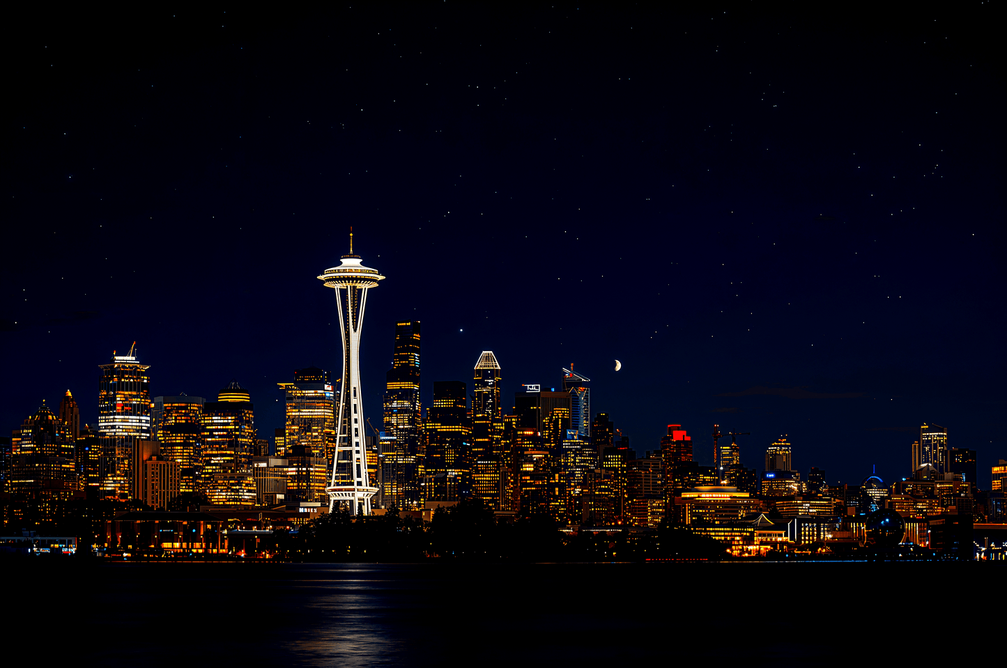 Seattle USA skyline at night