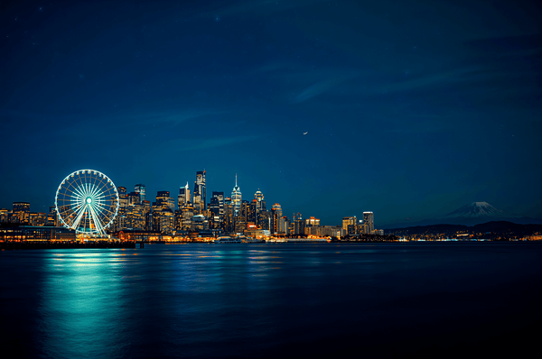 Seattle Usa Skyline At Night