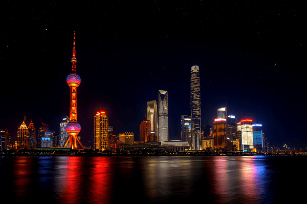 Shanghai China skyline at ni