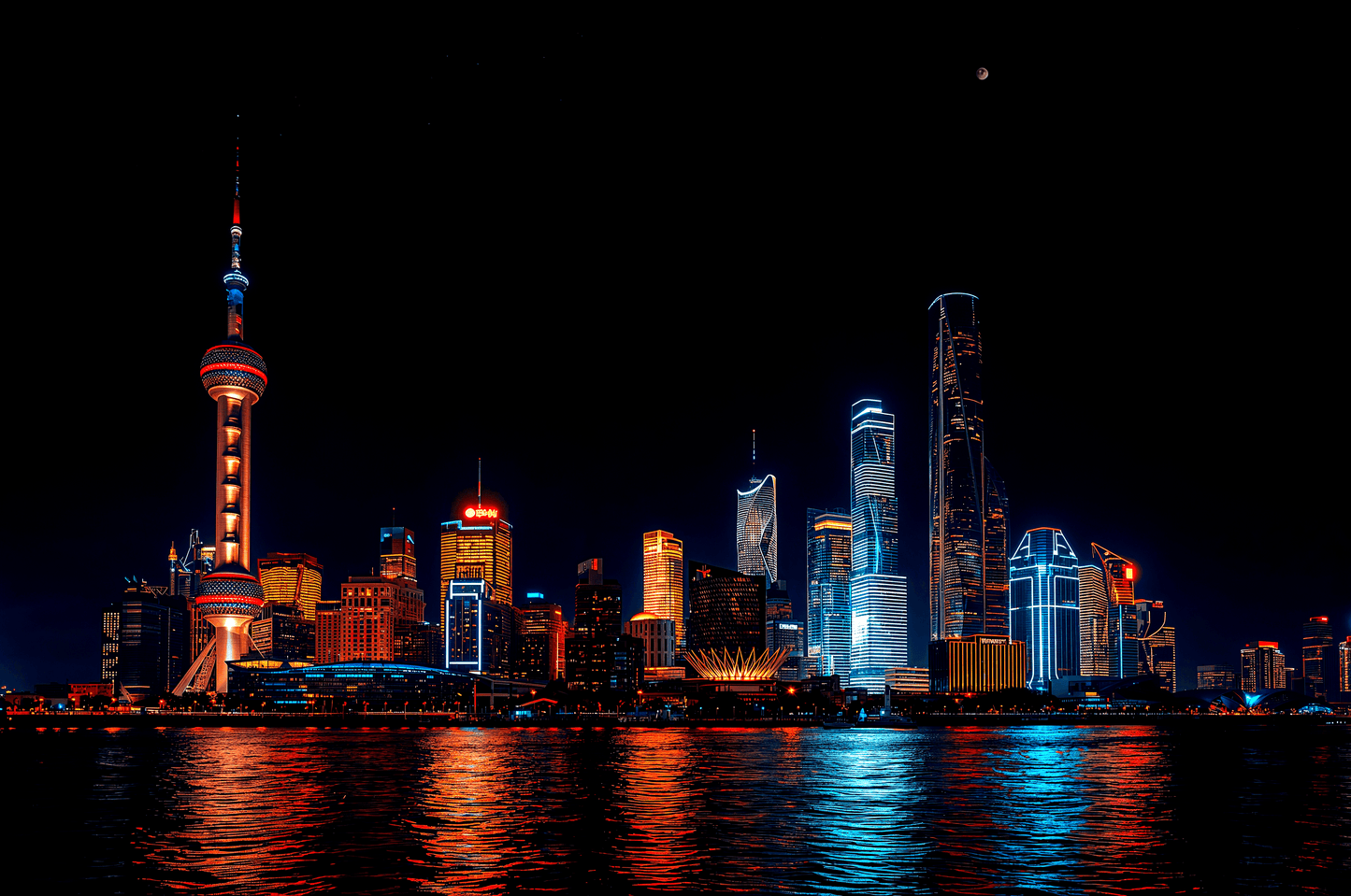Shanghai China skyline at ni