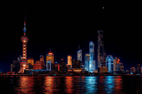 Shanghai China skyline at ni