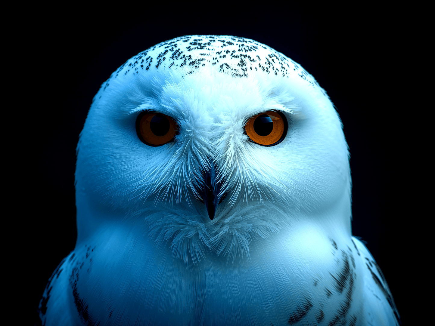 Snowy owl portrait piercing