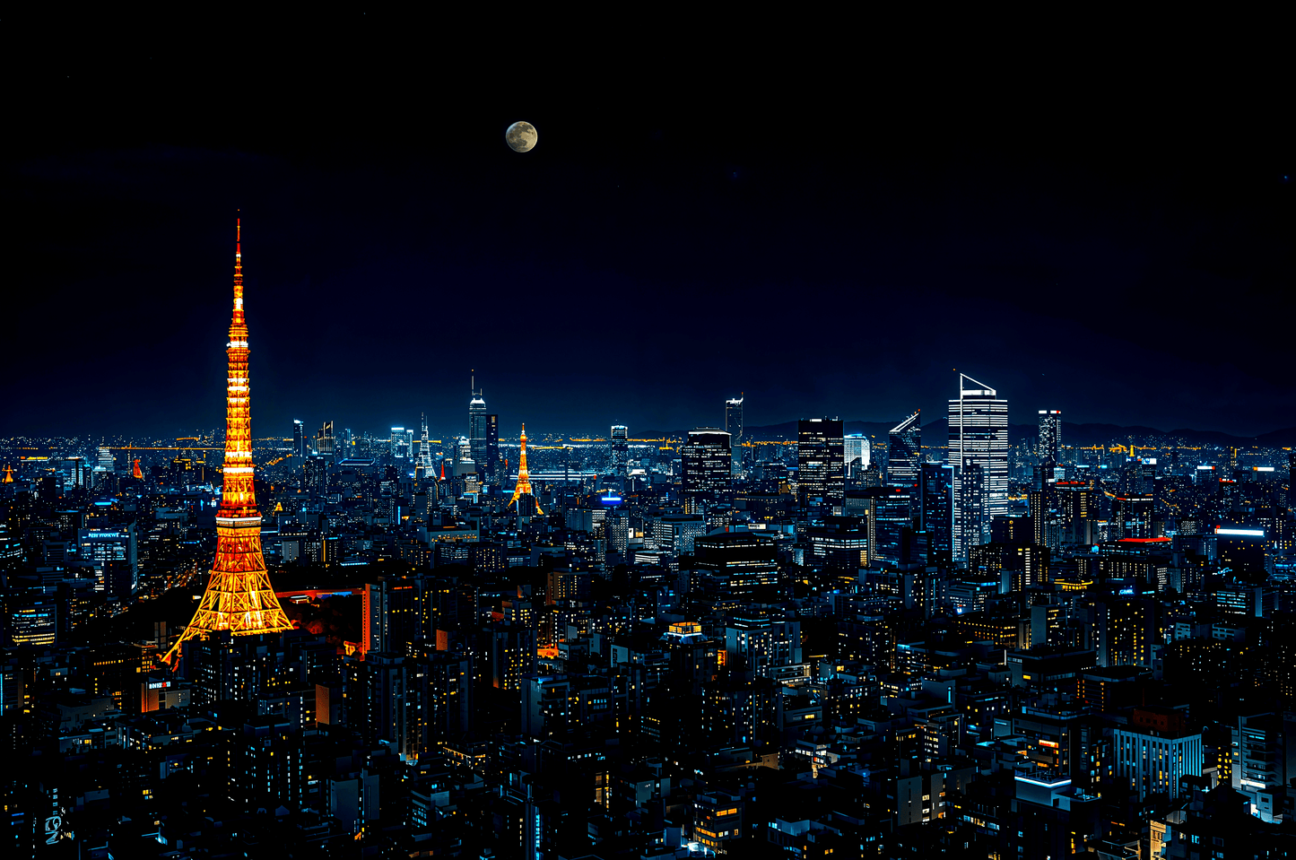 Tokyo Japan skyline at night