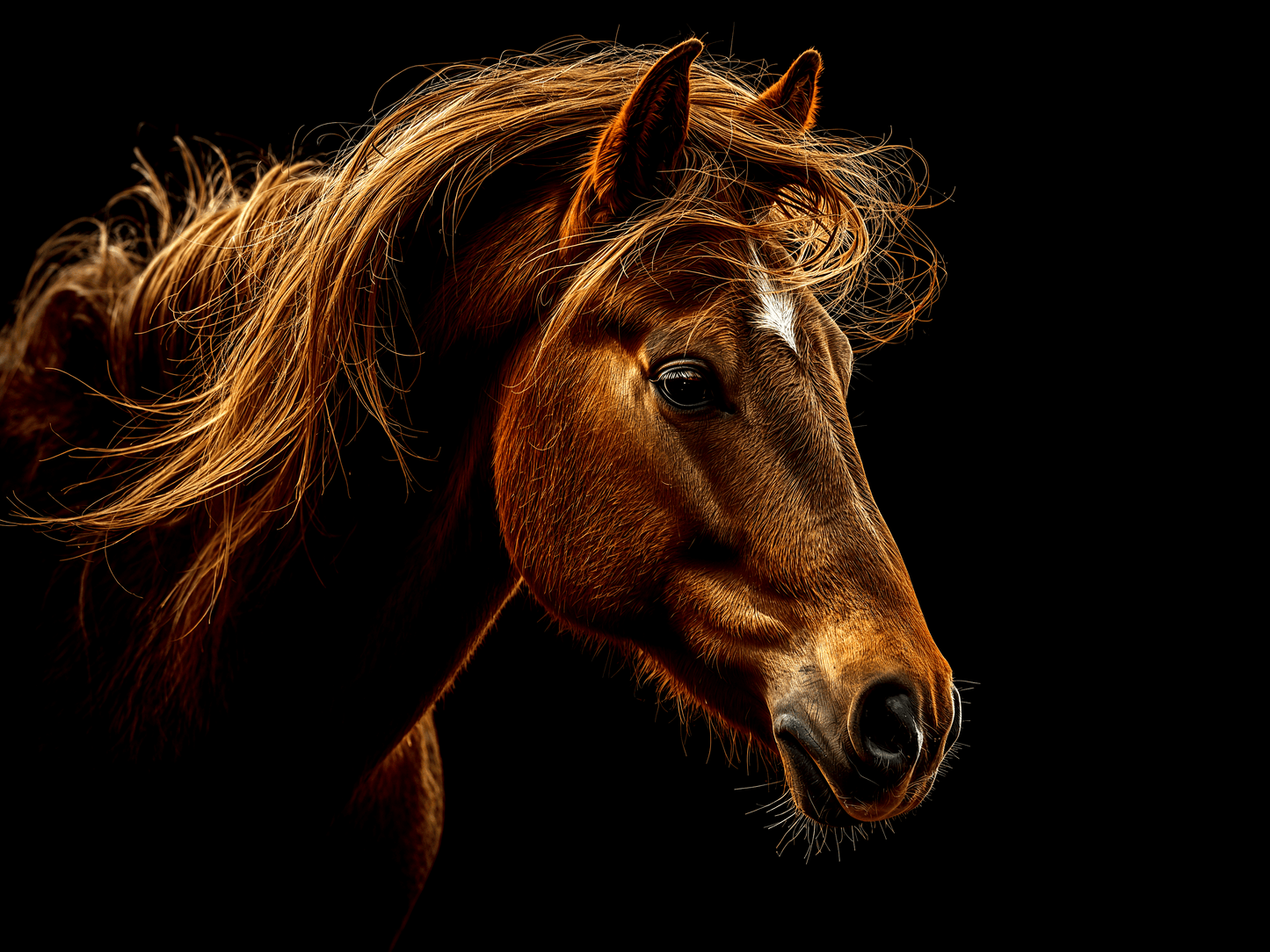 Wild mustang head portrait f