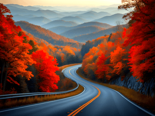 Winding two-lane asphalt road curving through