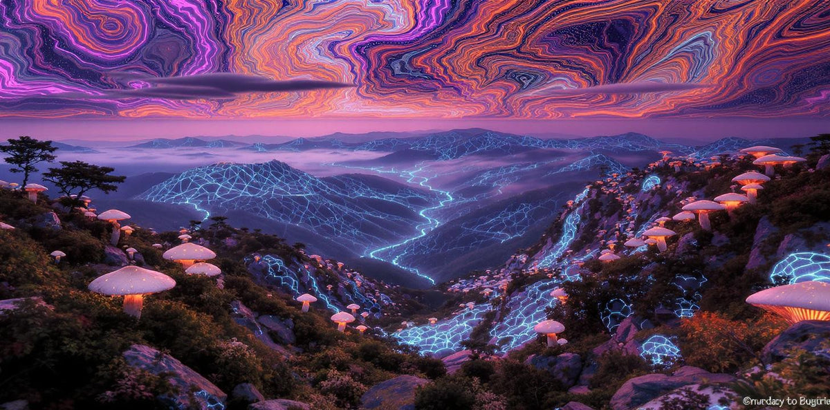 Glowing Mushroom Valley Metal Print