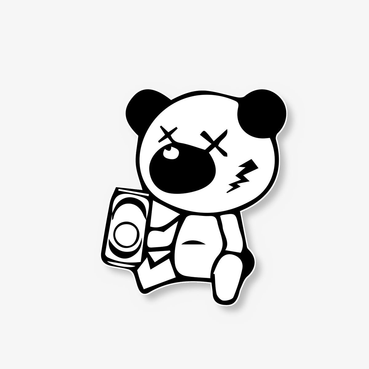 Broken Eye Panda Car Decal -- Laminated