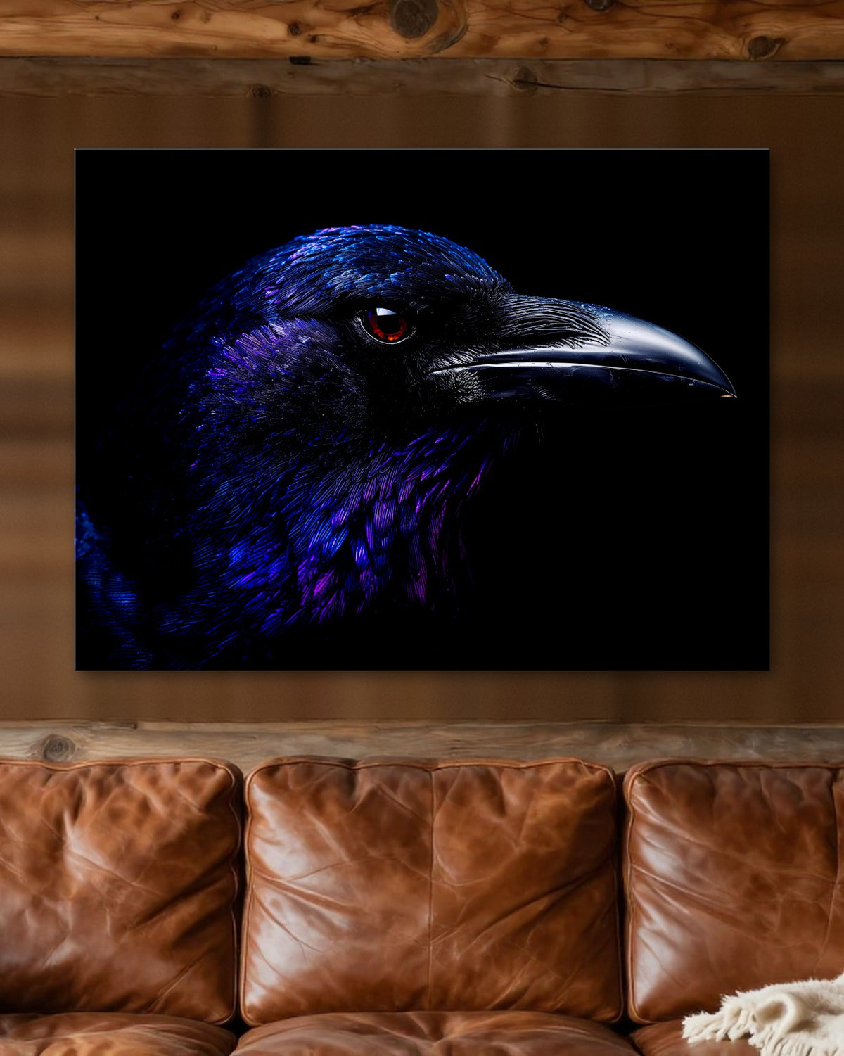 Glossy Raven Portrait Metal Print