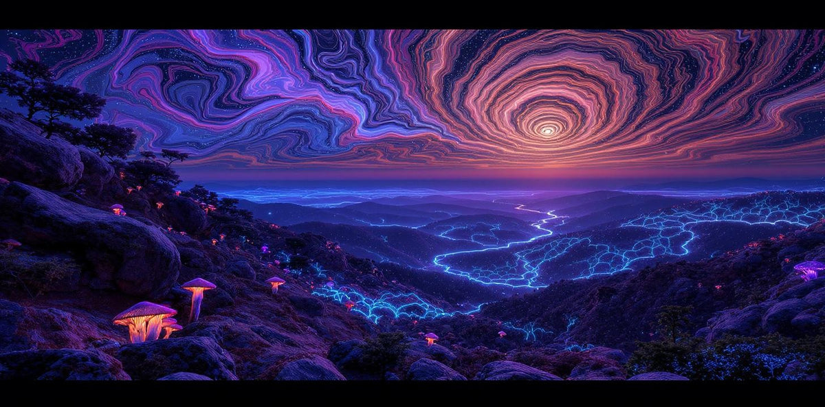 Cosmic Valley Glow Metal Print