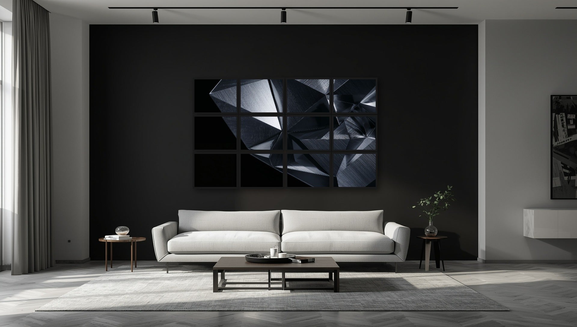 Black Geometric Metal Print Wall Art - Modern Industrial Decor